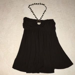 Brown Strapless Top w/built-in necklace - Size M